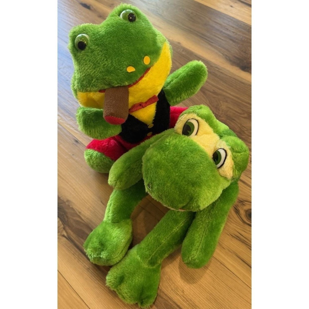 Vintage‎ Frog Plush Lot Etone 1981 + Applause 1984 Korea Stuffed Animals